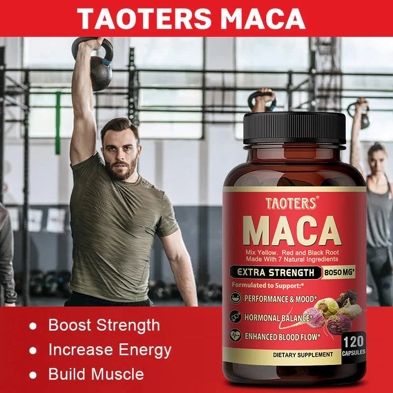 Maca Root Extract Supplement, Strong Oxidant, Supports Strength, Vitality, Fatigue Relief, Energy, 120 Capsules