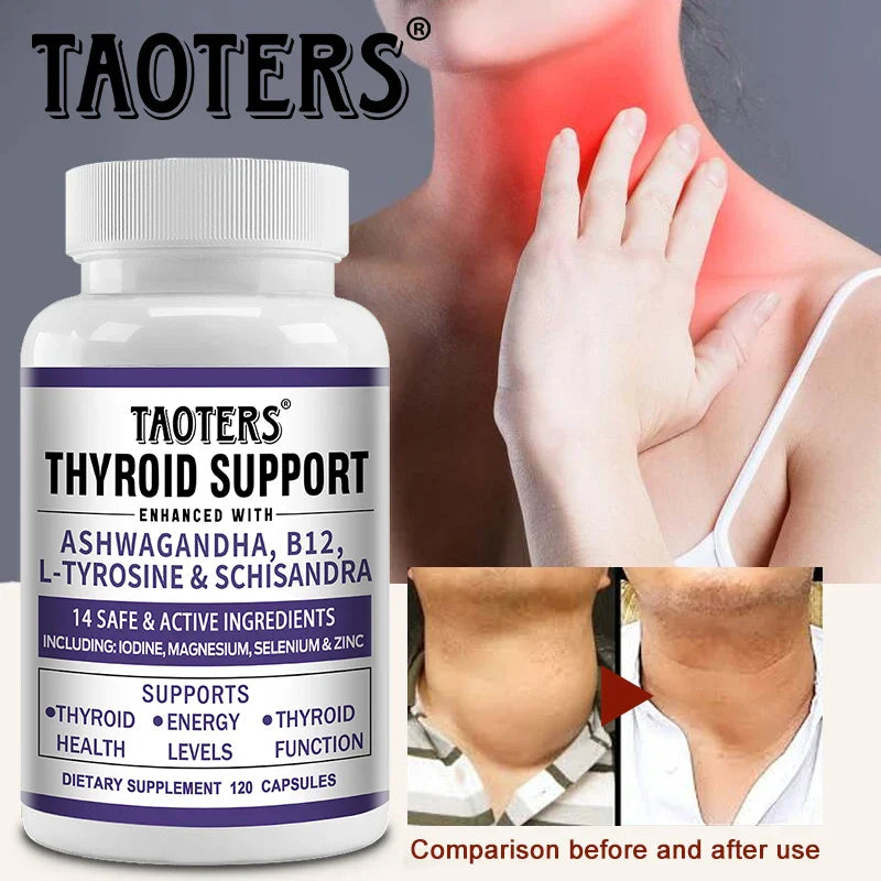 Thyroid Support Supplement - Supports Thyroid Health & Metabolism - With Iodine, Zinc & Selenium, Vitamin B12, 120 Capsules