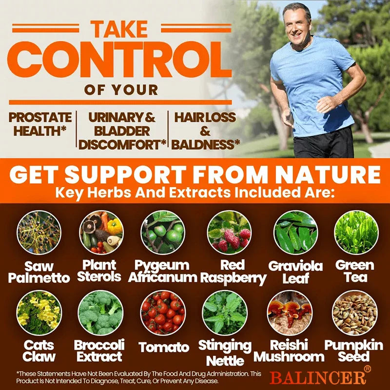 Minerals and vitamins - Helps relieve urinary frequency, bladder control, urination discomfort, prostate health