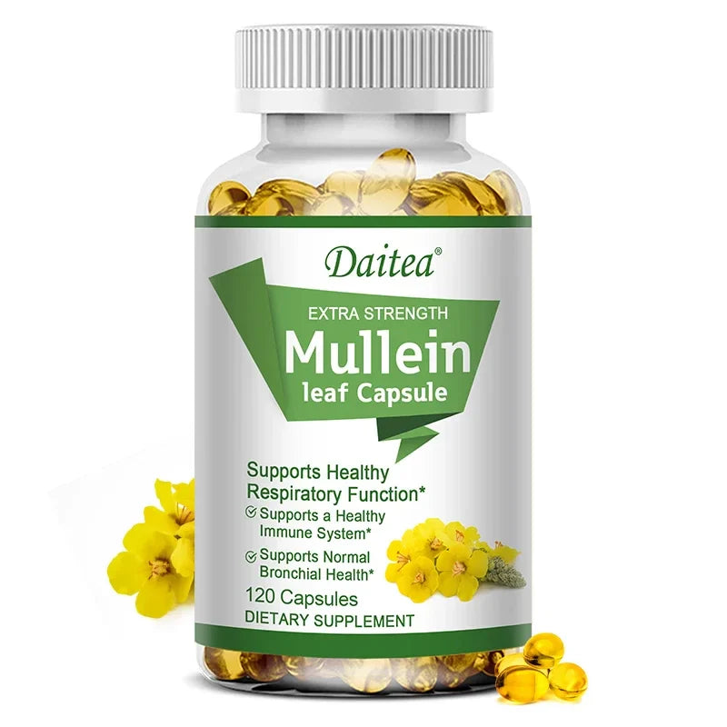 High Potency Mullein Extract, Supports Lung Cleansing and Detoxification, Bronchial Respiratory Health, Deep Sleep, 120 Capsules