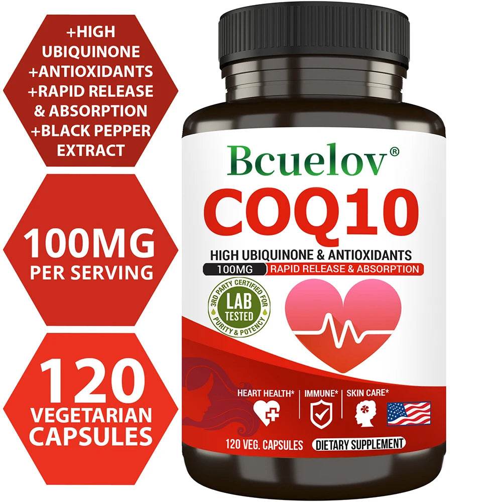 Coenzyme Q-10 Capsules - Natural Antioxidant, 100 Mg CoQ10 Capsules - Cardiovascular Health, Immune Health, Skin Care