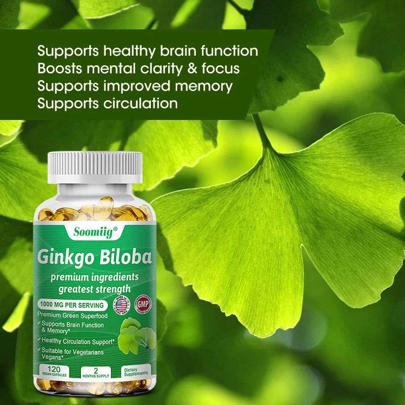 Premium Ginkgo Extract Supplement with B Vitamins for Brain Function, Memory, Circulation, Antioxidant, Health