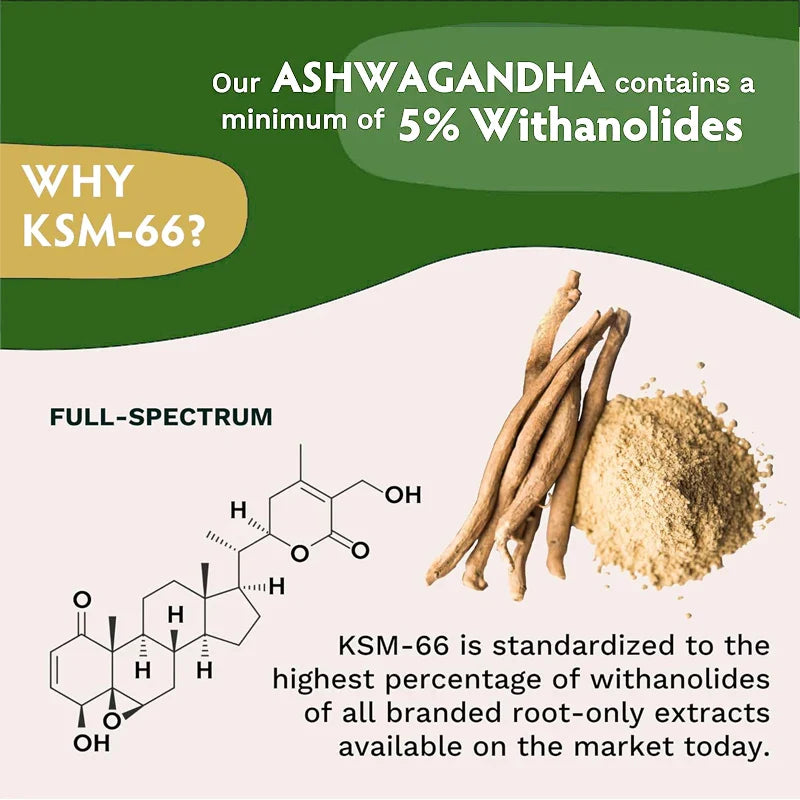 Ashwagandha 1200 mg - Stress Relief Formula, Supports Energy & Focus, 120 Veggie Capsules