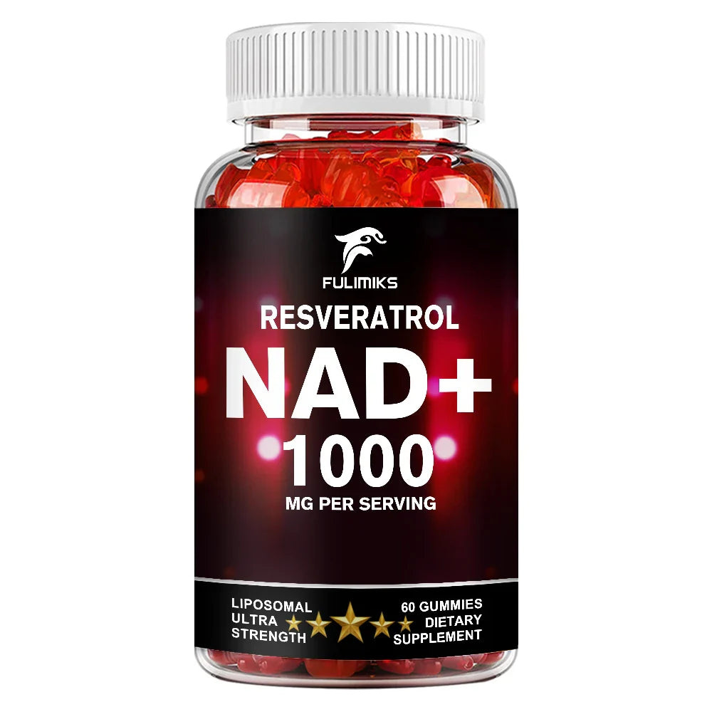 NAD+ Resveratrol Supplement Gummies - High Absorption, Energy Supplement, Daily Energy & Skin Support  - 60 Gummies