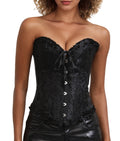 Bustier Corset Tops For Women Overbust Lace Up Date Night Outfit Strapless Steel Boned Going Out Holiday Party Rave Valentine Tank Tops