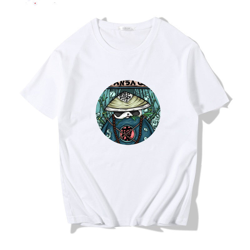 Short Sleeve T-shirt Men"s Fashion Brand Pure Cotton Harbor Style Versatile Summer New Loose Print Crew Neck Japanese