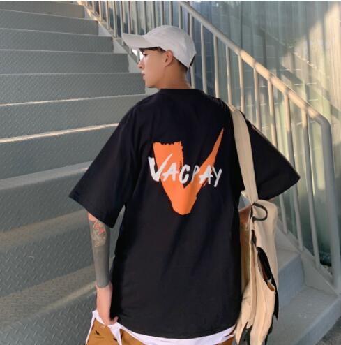 Pure Cotton Hong Kong Style Retro Short-sleeved T-shirt Men