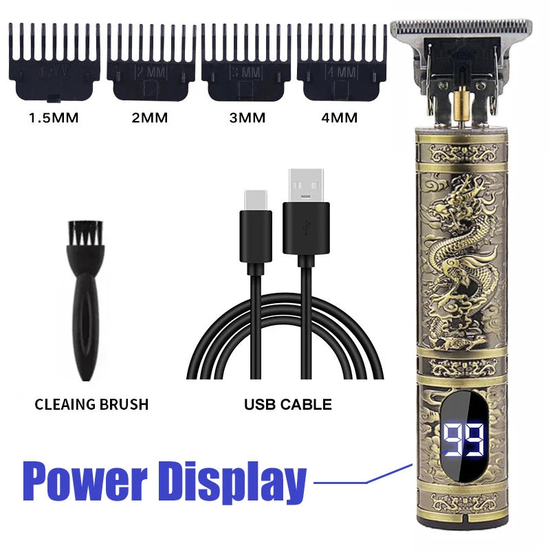 Vintage USB Fast Charging Cordless Hair Clipper Trimmer Portable Electric Shaver Professional Barber Hair Cutting Machine