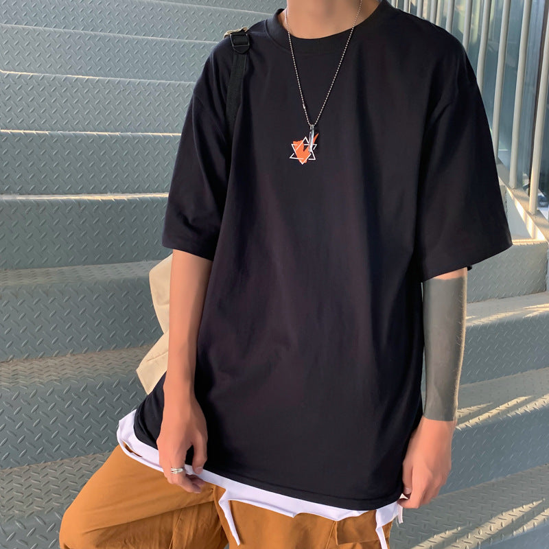 Pure Cotton Hong Kong Style Retro Short-sleeved T-shirt Men