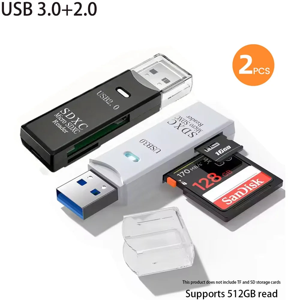 2-in-1 Multi Functional USB 3.0 Card ReaderMicro SD TFMemoryCardReaderUSBFlashDrive CardreaderAdapter For PCLaptops Accessories