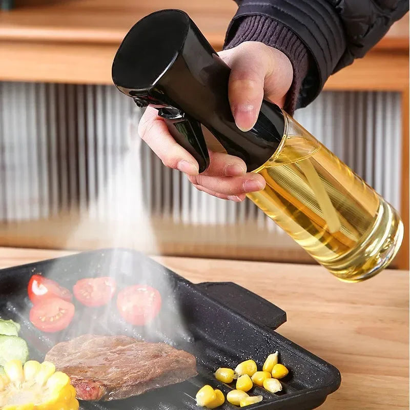 200/300/500m LOil Spray Plastic Household Kitchen Oil Spray Bottle or Oil Brush Nebulizing Mist Filling Cooking Dual Use BBQ